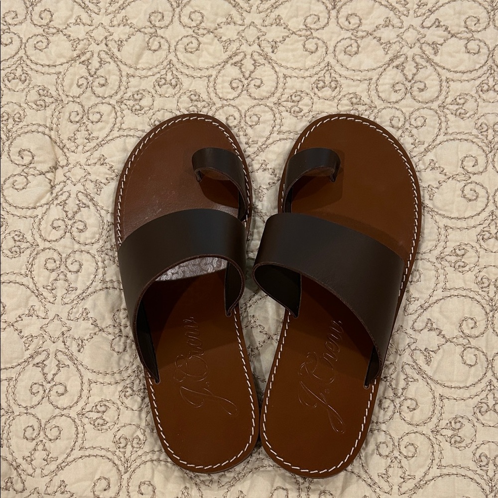 J Crew Marta Made In Italy Leather Toe Loop Sandals